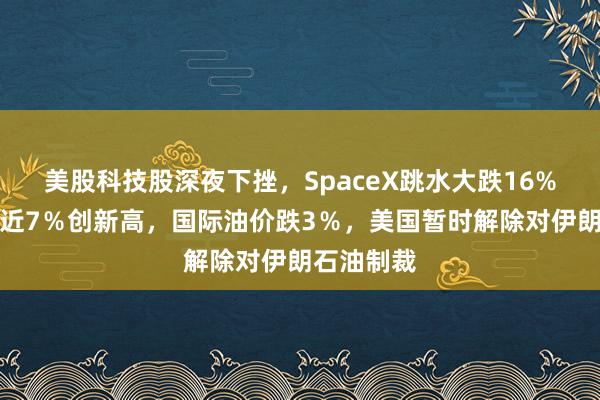 美股科技股深夜下挫，SpaceX跳水大跌16%，美光涨近7％创新高，国际油价跌3％，美国暂时解除对伊朗石油制裁