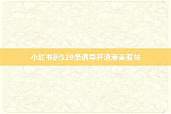 小红书删539条诱导开通港美股帖