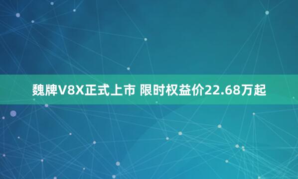 魏牌V8X正式上市 限时权益价22.68万起