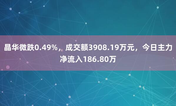 晶华微跌0.49%，成交额3908.19万元，今日主力净流入186.80万