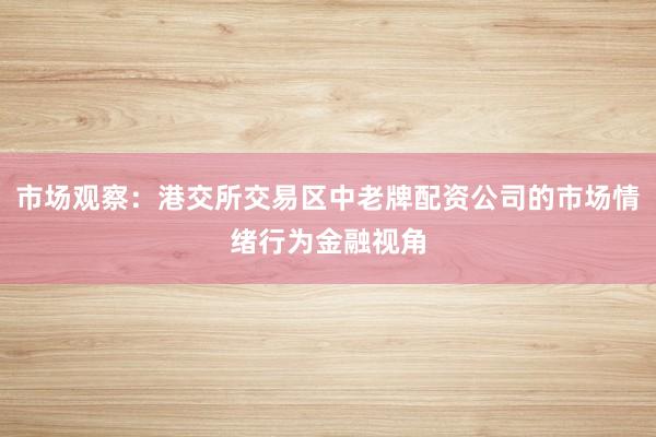 市场观察：港交所交易区中老牌配资公司的市场情绪行为金融视角