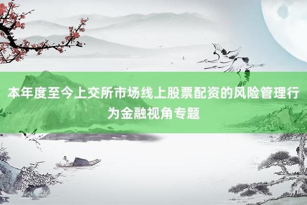 本年度至今上交所市场线上股票配资的风险管理行为金融视角专题