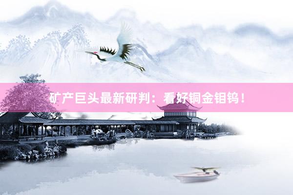 矿产巨头最新研判：看好铜金钼钨！