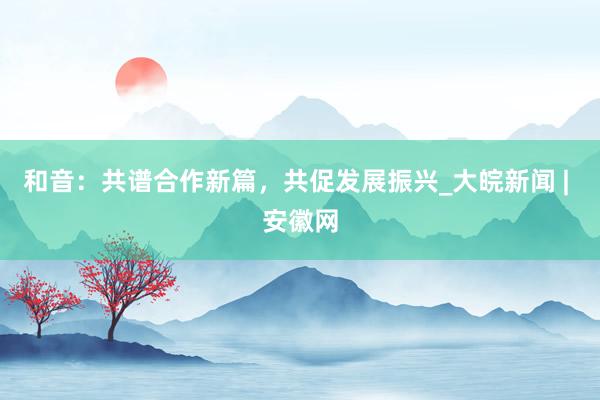 和音：共谱合作新篇，共促发展振兴_大皖新闻 | 安徽网