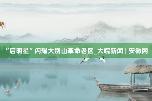 “启明星”闪耀大别山革命老区_大皖新闻 | 安徽网