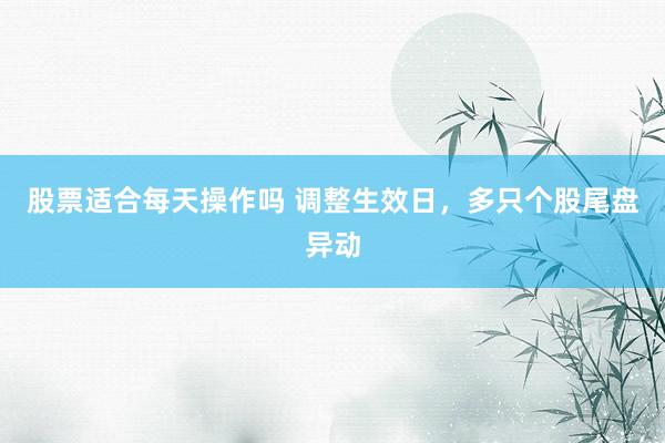 股票适合每天操作吗 调整生效日，多只个股尾盘异动