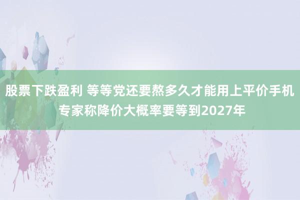 股票下跌盈利 等等党还要熬多久才能用上平价手机 专家称降价大概率要等到2027年