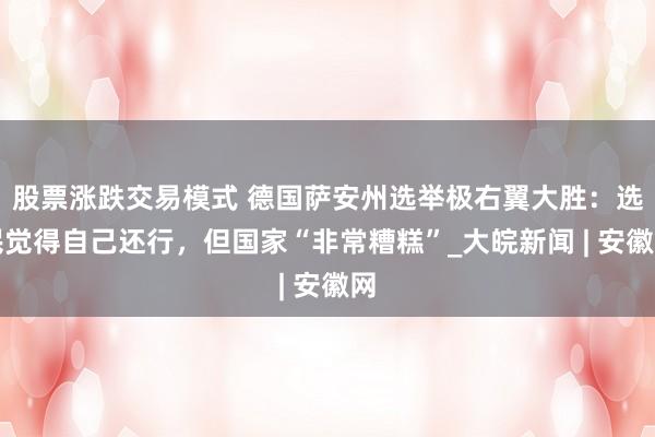 股票涨跌交易模式 德国萨安州选举极右翼大胜：选民觉得自己还行，但国家“非常糟糕”_大皖新闻 | 安徽网