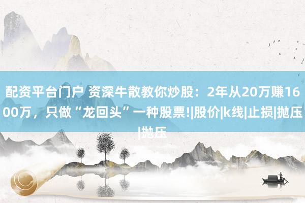 配资平台门户 资深牛散教你炒股：2年从20万赚1600万，只做“龙回头”一种股票!|股价|k线|止损|抛压