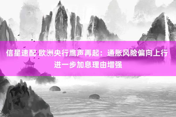 信星速配 欧洲央行鹰声再起：通胀风险偏向上行 进一步加息理由增强